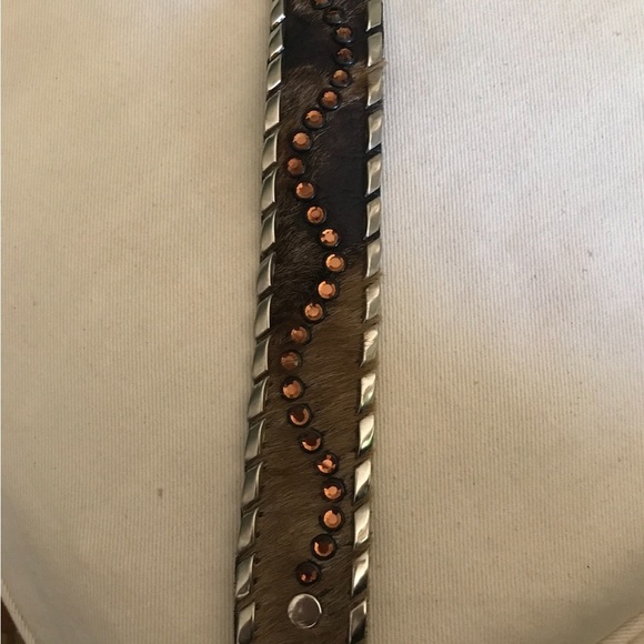 Kippy Acid Wash Hair on Hide belt with Swarovski Crystals RARE main image 8